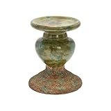 Creative Co-Op 2-Tone Sculptural Terracotta Pillar Candle Holder, Distressed Green