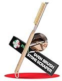 Senwosa 22” Pizza Oven Brush with Stone Scraper - Heat Resistant Stainless Steel Bristles, Extra Long Handle - Universal Fit for Most Pizza Ovens