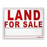 VIBE INK LAND FOR SALE Yard Sign 24"x18" Red UV-Ink Corrugated Plastic Double-Sided Printing with 24" Metal Ground Stake Included