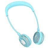Portable Neck Fan, 2600mAh Battery Operated, Ultra Quiet Hands Free USB Fan with 3 Speeds, Strong Wind, 360° Adjustable High Flexibility Wearable Personal Fan for Sport Office Outdoor Travel-Cyan