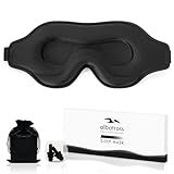 Sleep Eye Mask for Men Women, Sleeping Mask for Side Sleeper, Travel Blackout Night Blindfold Eye Shade Cover with Adjustable Strap (Black)