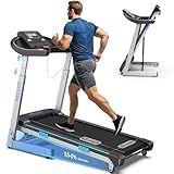 WELLFIT Treadmill with 15% Auto Incline,400LBS Capacity,Foldable Treadmills with Adjustable Handlebar,Heart Rate Sensor,LED Display,App Control,4.0HP Heavy Duty Treadmill for Home,Seniors,Adults,Teens
