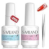 SAVILAND 2PCS Nail Latex Peel Off With Tweezer, 30ML Polish Barrier - Easy to Use Tape for Cuticle Protection, Nail Painting Art Tools Supplies