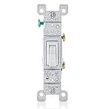 Leviton 15 Amp, 120 Volt, Toggle Framed Single-Pole AC Quiet Switch, Residential Grade, Grounding, 10-Pack, 1451-2WM, White