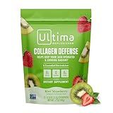 Ultima Replenisher Collagen Defense Supplement and Electrolytes Powder - Kiwi Strawberry, 13 Stickpacks - Hydration Packets with Dermaval and Biotin that Keep Your Skin Hydrated and Looking Radiant