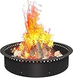 AnBaiMei 39 Inch Smokeless Fire Pit Ring Insert Outdoor, Heavy Duty Metal Steel DIY Firepit Rim Liner Round Campfire Rings for Outside Wood Burning Above or In-Ground, Black