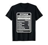 Funny Python Programmer Nutritional Facts Python Programming T-Shirt