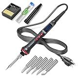 Soldering Iron Kit, 90W Adjustable Temp 180-480°C Soldering Iron with LED Display, 9-in-1 Soldering Gun Kit, Includes 5 Tips, Solder Wire, Stand, Precision Tools for Electronics and Welding Repairs