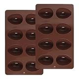 Dqwtb 2 Pack Silicone Egg Molds 8 Cavity Easter Silicone Candy Mold 3D Egg-Shaped Silicone Baking Mold for Chocolate, Jello, Mini Cakes, DIY Desserts, Candy, Ice, Pudding, Baking (2, Dark Brown)