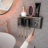 iHave Toothbrush Holders Bathroom Accessories with Toothpaste Dispenser, 2 Cups Toothbrush Holder Wall Mounted Bathroom Decor