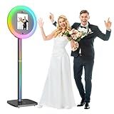 Photo Booth Machine,Portable Photo Booth Compatible Any Ipad,PhotoBooth Stand Shell with Cyratok Software,RGB Ring Light & Music Sync, Lightweight & Rolling Base Perfect for Parties,Wedding and Events