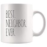 Panvola Best Neighbor Ever Farewell Gifts for Neighbors Moving Away Housewarming Goodbye Welcome Appreciation New Neighborhood Novelty Drinkware Ceramic Mug (11 oz, White)