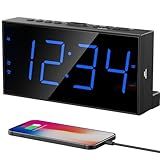 Digital Dual Alarm Clocks for Bedrooms, Large Big Numbers Display Electric Alarm Clock with Battery Backup, USB Port, Adjustable Alarm Volume, Dimmer, Easy to Set LED Desk Clock with Adapter Powered