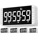 MeesMeek 7.8'' Extra Large LED Kitchen Timer: 99H Countdown Countup with 3 Brightness, 5 Alarms & 4 Volume Levels, Magnetic Rechargeable Timer for Cooking, Classroom, Home Gym