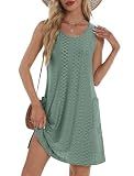 BKRIVE Summer Dresses for Women 2026 Trendy Casual Loose Sleeveless Dress Sundresses with Pockets Swimsuit Coverup Teal Green M
