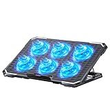 ICE COOREL Laptop Cooling Pad with 6 Cooling Fans, Cooling Pad for Laptop Fan 13-15.6 Inch, Laptop Cooler Stand with 6 Height Adjustable, Notebook Cooler Pad with Two USB Port