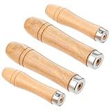 Bruislard 4Pcs Metal Handles for Wood, Wooden File Sets, Wooden File Handle with Strong Metal Collars, 2Pcs Large Wood Handle for 10"-12" Files, 2Pcs Medium Woodenhandle for 6"- 8" Files