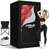 Infrared Sauna, Portable Steam Sauna Box with XL Steamer and Folding Chair, 5-Layer Waterproof and Thermal Insulation, for Home Spa, Detoxification, Relief Muscle Pain, Indoor & Outdoor(Dark Black)