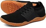 WHITIN Men's Trail Running Shoes Minimalist Barefoot 5 Five Fingers Wide Width Size 12 Low Zero Drop Male Parkour Road Sport Toe Box Gym Workout Fitness Breathable Beach Black Gum 45