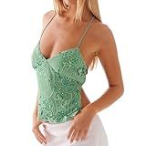 ABYOVRT Women Sequin Beaded Cami Top V Neck Backless Criss Cross Straps Crop Tops Summer Going Out Clubwear (S,Dark Green)