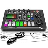 F998 Live Sound Card Audio Mixer with DJ Mixer Effects & Voice Changer - 16 Sound Effects, Bluetooth-Compatible Soundboard for Streaming/Podcasting/Gaming, Phone, Computer, PC