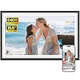 BIGASUO Digital Picture Frame Frameo 15.6" WiFi Electronic Photo Frames Large with 64GB Memory 1920x1080 IPS FHD Touch Screen Share Moments Instantly Anywhere Photo Gifts for Parents and Grandparents