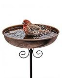 OUISJYER 10" Small Metal Bird Bath with Stake, Outdoor Birdbath for Garden