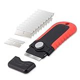 Gomake Razor Blade Scraper Tool with Blade Storage Container, Glass Cooktop Stove Scraper with 10PCS Stainless Steel Blades for Glass Clean,Paint,Old Label,Decal Sticker,Adhesive Remover