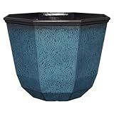 Classic Home and Garden Shaina Planting Pots - Lightweight Indoor & Outdoor Plant Pots - UV-Resistant Resin Flower Pots - Pot Planters for Flowers & Herbs (15” Indigo)