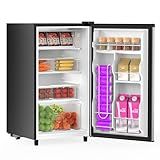 DUMOS 3.2 Cu.Ft Mini Fridge with Freezer, Single Door Refrigerator with Adjustable Thermostat, Compact Small Fridge for Bedroom, Office, Dorm, 17.72"*17.72"*31" Silver