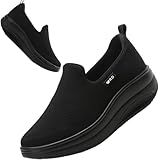Roltte Walking Shoes for Women Slip On Nurse Slip Resistant Work Sock Sneakers Food Service Platform Comfortable Weight Light Black