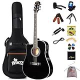 Winzz Electro-Acoustic Guitar for Adults, 4/4 Full Size Beginner Guitar Folk for Children over 12 years (Left Handed Black)