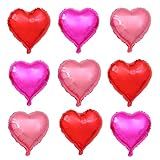 30 Heart Balloons - 18" Foil Mylar Love Balloons for Valentine's Day, Proposals, Weddings, Anniversaries, Birthdays - Hot Pink, Red, Pink