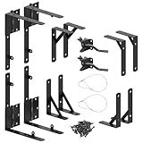 Gate Frame Fence Kit with Gate Latch,Heavy Duty Anti Sag Gate Kit, Gate Corner Brace Bracket Hardware for Wooden Fence Gate Garden Wooden Driveway Gates, Shed Doors, Corral（2 Sets）