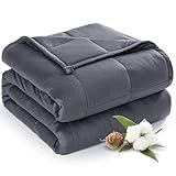 Sivio Weighted Blanket for Adults 100% Cotton, 60"x80" Queen Size 15 lbs, Cooling Summer Heavy Blanket for Sleeping, Breathable Soft Blankets with Premium Glass Beads, Machine Washable, Dark Grey