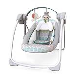 Bright Starts Portable Automatic 6-Speed Baby Swing with Adaptable Speed, Taggies, Music, Removable-Toy-Bar, 0-9 Months 6-20 lbs (Whimsical Wild)