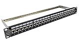 Electriduct 24-Port CAT6A FTP Shielded 1U Patch Panel 19-Inch Loaded w/Tool-Less Keystone Jacks Rackmount or Wallmount