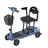 Mobility Scooters for Adults & Seniors - Ultra Lightweight 27.5 lbs Carbon Fiber Folding Electric Scooter - Airlines Approved All-Terrain Portable Scooter with Basket and Charger Included-Blue