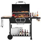 Royal Gourmet CD2030AN 30-Inch Charcoal Grill, Deluxe BBQ Smoker Picnic Camping Patio Backyard Cooking, Black, Large