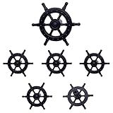 LLDYNW 6 Pcs Ship Rudder Handles and Helm Cabinet Knobs - Ocean Theme Zinc Alloy Furniture Door Pull for Dresser (Black)