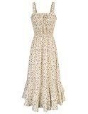 GRACE KARIN Women's 2025 Summer Floral Boho Dress Square Neck Strapped Swing A Line Sundress Beach Long Maxi OutfitsLight Yellow L