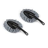 Amiss 2 Pack Mini Microfiber Car Dash Duster Brush, Multi-Functional Car Cleaning Brush, Car Interior Exterior Accessories, Cleaning and Washing Tool for Car - Grey