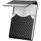 GOWALL Black Carbon Business Card Holder with Magnetic Closure, Slim Metal PU Business Card Case for Men Women, 3.7 x 2.3 inches RFID Blocking Credit Cards Holder for Pocket or Bag Storage