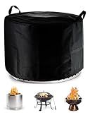 SheeChung Fire Pit Cover for Solo Stove Bonfire 22"D x 16"H Outdoor Smokeless Firepit-Round Waterproof 600D Polyester Shelter,Air Vents,Anti-UV&Tear Resistant-Fits 19-22 inch Gas Fire Pits/Table Black