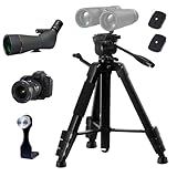 LCNCY Binocular & Spotting Scope Tripod Stand - Universal Lightweight Travel Video Tripod - Compatible with Spotting Scope/Telescope/Astronomy Binoculars/DSLR