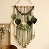 Artilady Macrame Wall Hanging -Handmade Sage Green Leaf Wall Tapestry,Boho Decorations for Bedroom Living Room Bathroom,Earthy Room Decor,Wedding Birthday for Women Girls