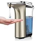 PZOTRUF Automatic Soap Dispenser, Touchless Dish Soap Dispenser 17oz/500ml with Infrared Sensor, 5 Adjustable Soap Dispensing Levels, Liquid Hand Dispenser for Bathroom Kitchen Sink(Champagne Gold)