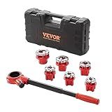 VEVOR Ratchet Pipe Threader Kit with 6 Dies, 1/4" NPT to 1-1/4" NPT Ratcheting Pipe Threading Tool, Portable Pipe Threader Set with Storage Case for Plumbing Installation and Repair