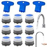 12 PACK Faucet Cache Aerators, Water Saving Flow Restrictor Set Replacement Part, Faucet Filters, Kitchen Cache Aerators, Bathroom Sink Aerator with Key Removal Wrench Tool