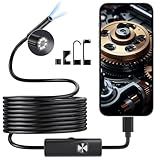Endoscope Camera with Light, HD Borescope with Dimmable LED Bulbs, 16.4ft Semi-Rigid Snake Camera for iOS & Android, IP67 Waterproof Boroscope Inspection Tools for Sewer, Cool Gadgets for Men
